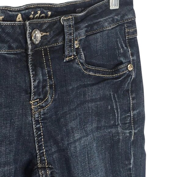 LA Idol Jeans Womens Size 5 Embellished Rhinestone Flap Pockets W29 L34 - Picture 3 of 16